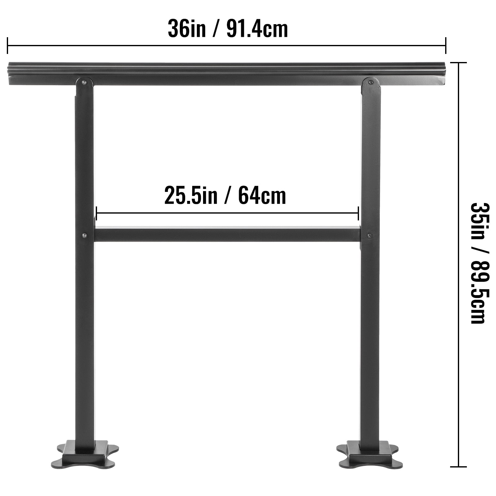 VEVOR 2-3 Steps Outdoor Handrail Range from 0 to 50°, 165 LBS Load Handrail Outdoor Stairs Aluminum Stair Handrail 36"x 35" Outdoor Stair Railing