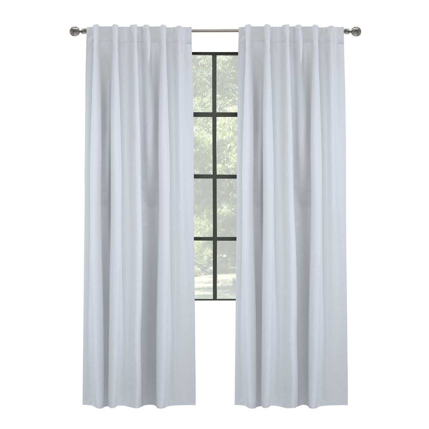 Loft Living Barry Total Blackout Textured Dual Header(Back Tab/Rod Pocket) Single Curtain Panel Blackout 52" x 95" in White