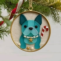Christmas Coastal Dog Glass Decoration - Hanging Christmas Tree Ornament, Cute and Festive Holiday Decor, Perfect for Coastal-Themed Christmas Decorations and Dog Lovers, 3.9in/10cm, A