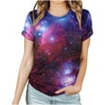 thumbnail image 3 of Penkiiy Galaxy Printed Shirt , Women's Print Graphic T Shirt Short Sleeve Summer T-Shirt Novelty Casual Tee M Hot Pink, 3 of 6