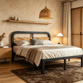 thumbnail image 3 of Apextella 14 in California King Metal Platform Bed Frame with Natural Wood Headboard, No Box Spring Needed, Underbed Storage, 3 of 8