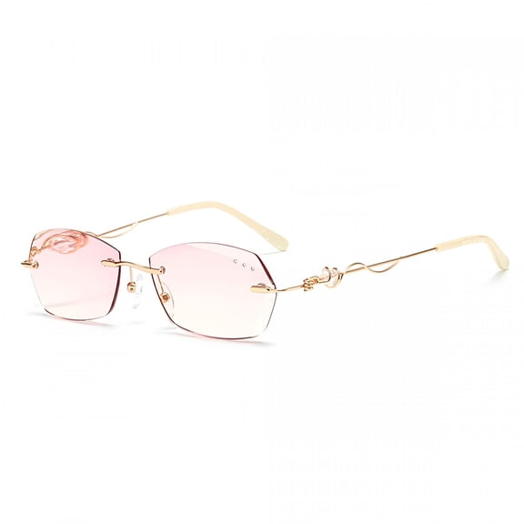 GJX Rimless Frame Reading Glasses Lightweight Rimless Readers Rectangle Eyeglasses for Women Blue Light Blocking Computer Reader with Bling Diamond