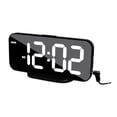 thumbnail image 1 of Digital despertador del reloj decoración del reloj de noche versátil 3 niveles brillo de brillo doble puertos usb para personas mayores mayores Marco negro, 1 of 8