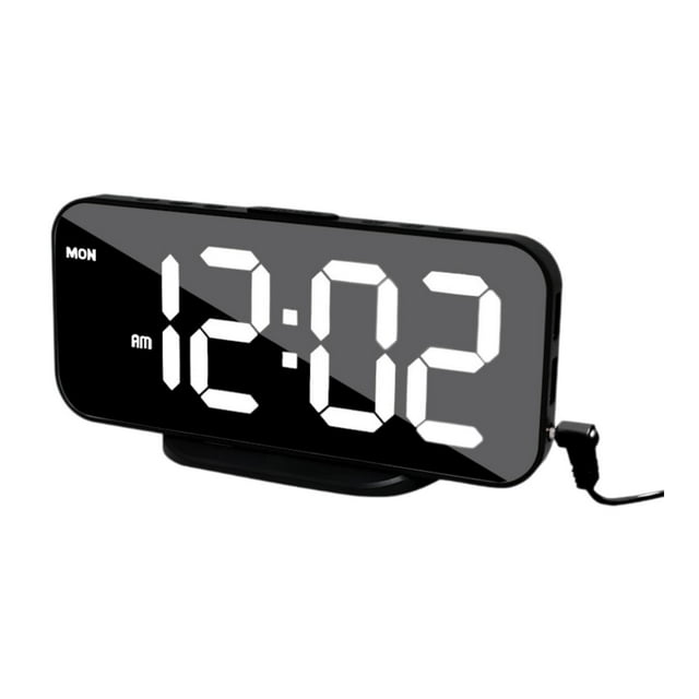Digital despertador del reloj decoración del reloj de noche versátil 3 niveles brillo de brillo doble puertos usb para personas mayores mayores Marco negro