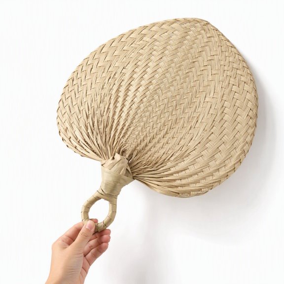 Stcellnmex 1 Pc Natural Palm Leaf Handheld Woven Fan Raffia Hand Fan for Summer Cooling Wedding Party Favors and Farmhouse Wall Decor