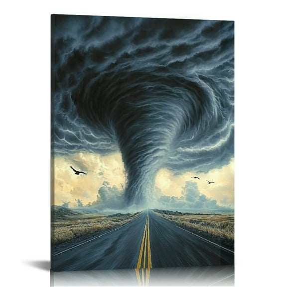 Patifu Tornado Bird Road Canvas Wall Art Living Room Bedroom Home Office Decor 12x16 in