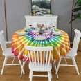 thumbnail image 2 of Colorful Rainbow Tie Dye Spiral Pattern Round Tablecloth 60"x60",Wrinkle Wipeable Table Cloth for Kitchen Dining Room Picnic Patio Party, 2 of 6