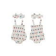 thumbnail image 2 of Baby Toddler Girls Fourth of July Outfits 3 6 12 18 Months Sleeveless Shirred Romper + Headband Set Newborn Clothes, 2 of 9