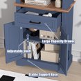 thumbnail image 4 of HARIPUL 72" Tall Bookcase Floor Standing with Drawer and Door, 6 Tier Wooden Storage Bookshelf for Living Room Home Office, Vintage Blue, 4 of 7