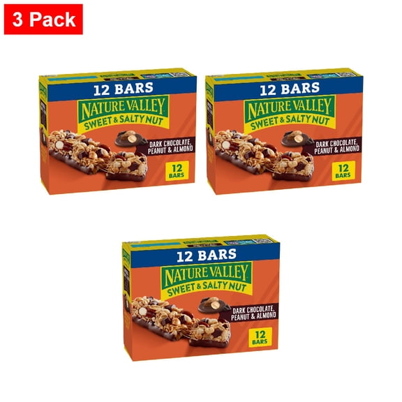 Nature Valley Sweet & Salty Nut Dark Chocolate Peanut Almond Granola bars 12 ct - 3 Pack