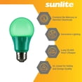 thumbnail image 2 of Sunlite LED A19 Colored Light Bulb, 3 Watts (25w Equivalent), E26 Medium Base, Non-Dimmable, UL Listed, Party Decoration, Holiday Lighting, Green, 6 Pack, 2 of 5