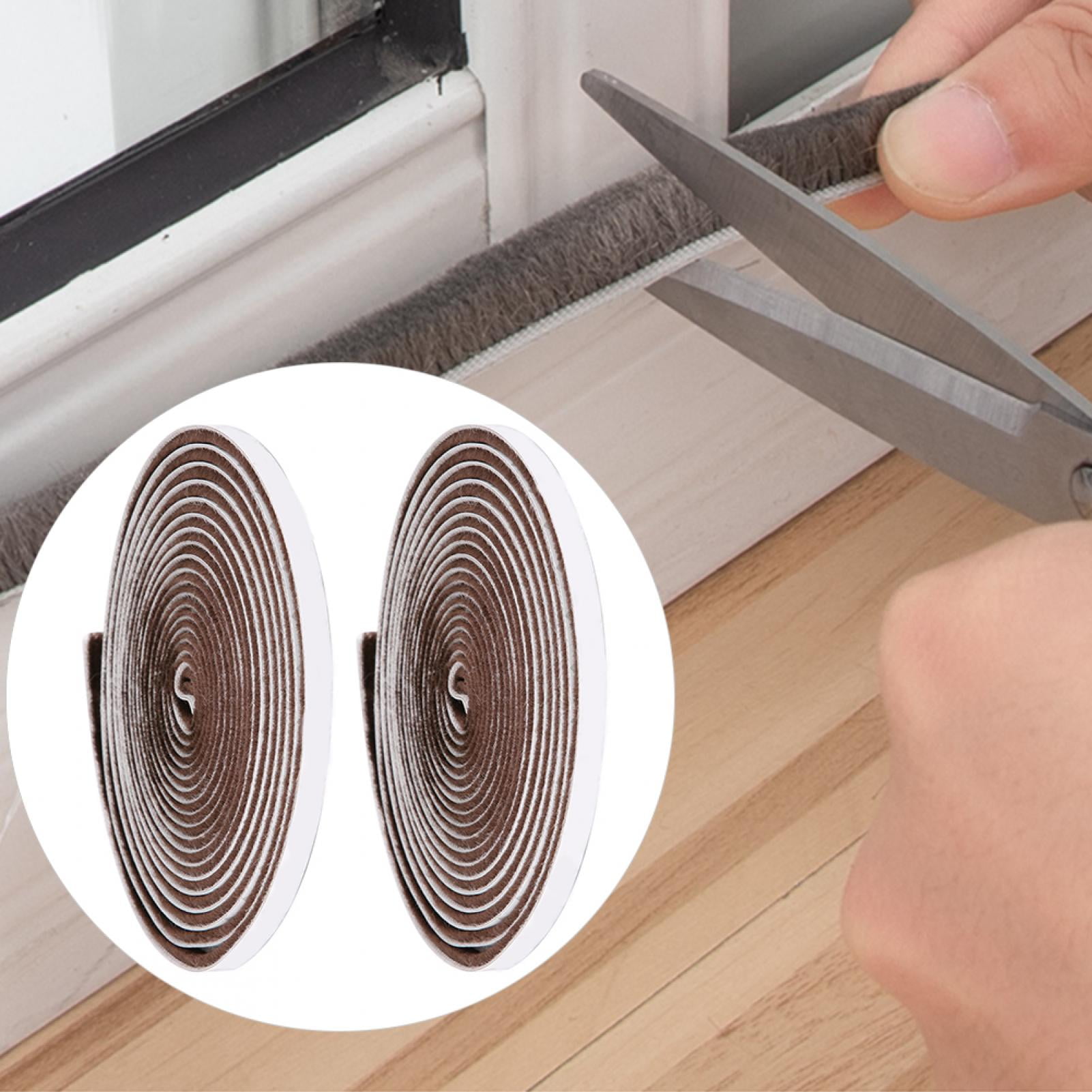 2Pcs 9x5mm Household Dust‑Proof Windproof Door Window Car Self‑Adhesive Sealing Strip Brown 5m Brush Strip 