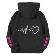 thumbnail image 5 of CPNG Girls Hoodies Tops Heart Print Long Sleeve Hooded Sweatshirts with Front Pocket Kids Loose Fit Daily Pullover Sweatshirt, 5 of 5