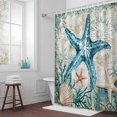 thumbnail image 6 of Retro Starfish Shower Curtain for Bathroom Decor, Ocean Nautical Coral Waterproof Fabric Shower Curtain, 36"x78" Set with 12 Hooks, 6 of 9