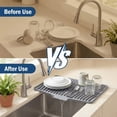 thumbnail image 6 of Silicone Dish Drying Mat for Kitchen Counter or Sink, Non-Slip Dish Drainer Mat with Built-in Drain, Heat Resistant Drying Pad, Grey, 6 of 8
