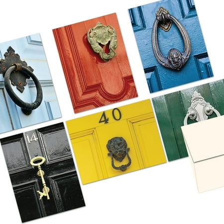 - 72 Note Cards - Door Knockers - 6 Designs - Blank Cards - Off-White Ivory Envelopes Included