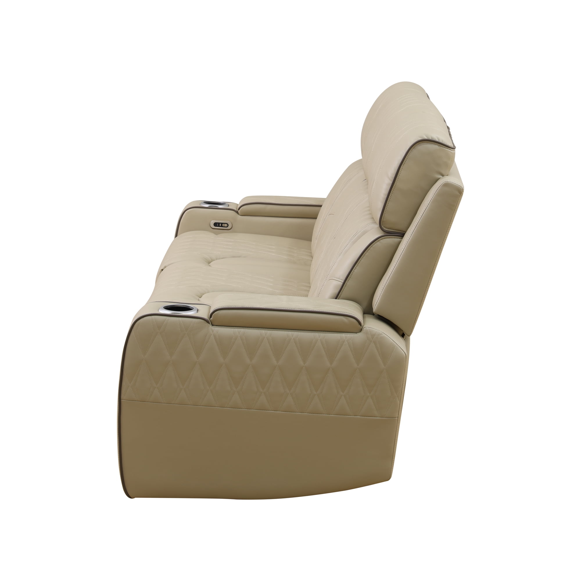 Recliner Chair with LED Lights, Living Room Furniture Breathing Power Leather Sofa with Storage Console/Cup Holders