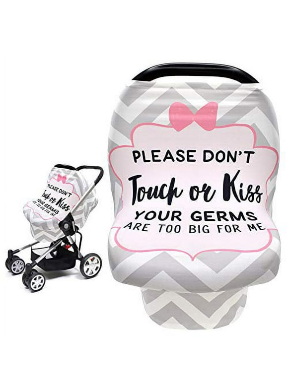 No Touch Sign Car Seat Cover for Babies, Mom Privacy Breastfeeding Scarf Shawl,Multi Use Infant Carseat Canopy for Blanket/Shopping Cart/High Chair/Stroller, Newborn Baby Shower Gifts for Boy Gir