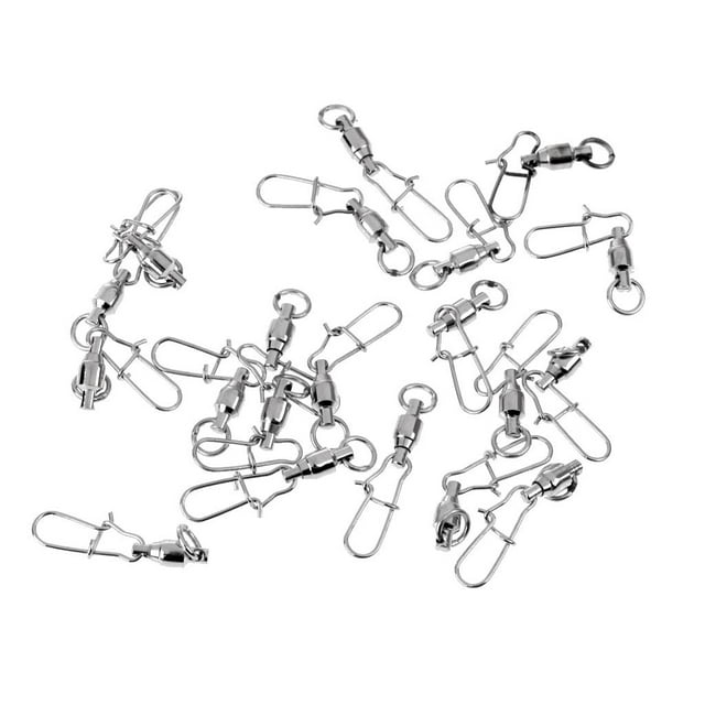 Almencla 20 Pieces High-strength Fishing Ball Bearing Swivels with Nice Snaps 2# 2