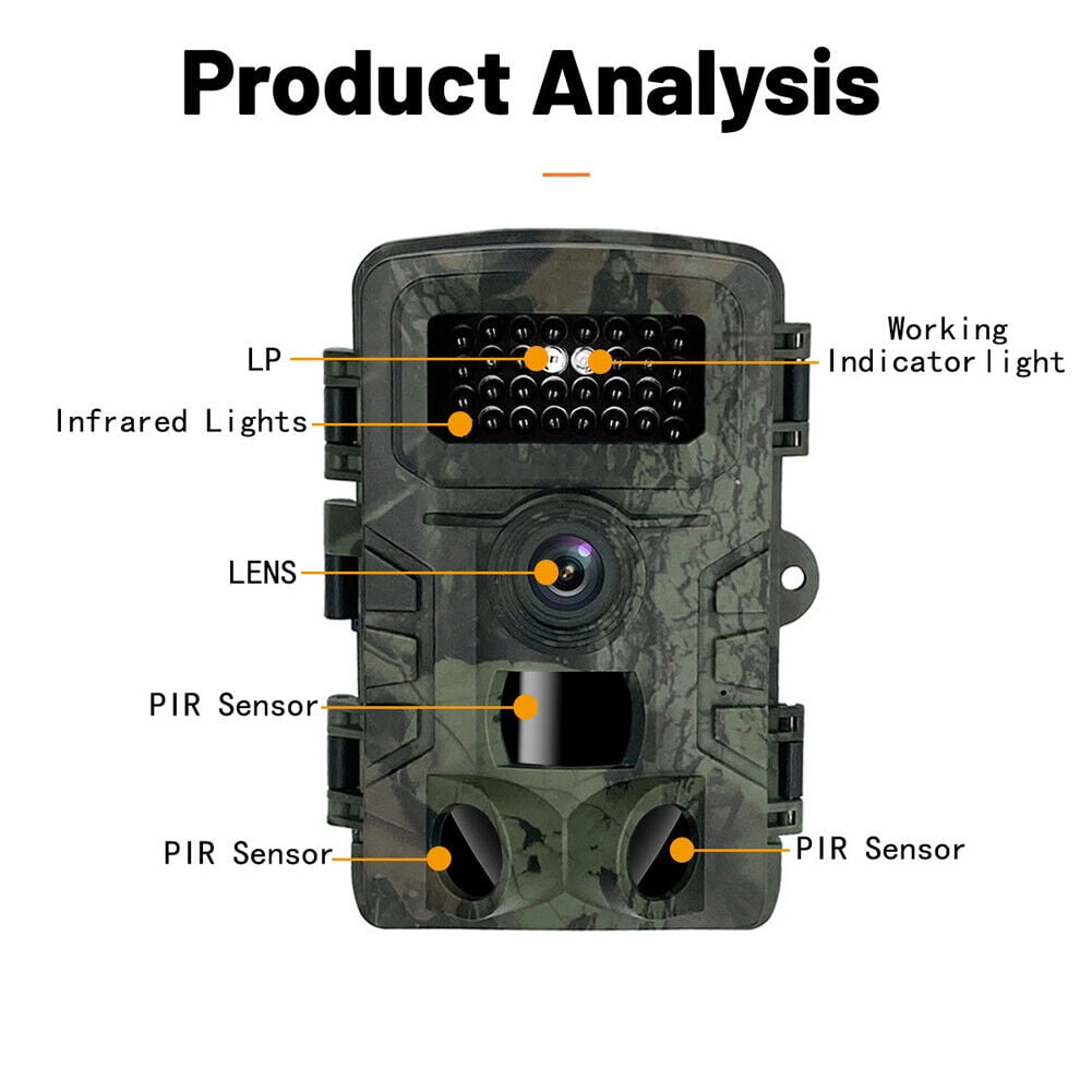 Mini Trail Camera 1080P HD Wildlife Scouting Hunting Game Camera with IR Night Vision Waterproof Video Camera