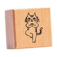 thumbnail image 3 of Sello de gato, lindo animal, pequeño, cuadrado, de 1,2 pulgadas, de madera, para niños, para manualidades. Yoga, 3 of 9