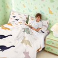 thumbnail image 3 of Manfei Lovely Dinosaur Animals King Sheets,Kawaii Wildlife Bedding,Cream,4-Piece,1 Flat Sheet,1 Fitted Sheet and 2 Pillowcases, 3 of 6