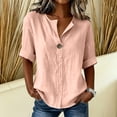thumbnail image 2 of cocolona Womens Summer Linen Tops Short Sleeve V Neck Button Shirts Dressy Casual Loose Blouses, 2 of 6
