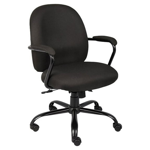 Boss Office Products B670-BK Heavy Duty Task Chair with Padded Arms, Black