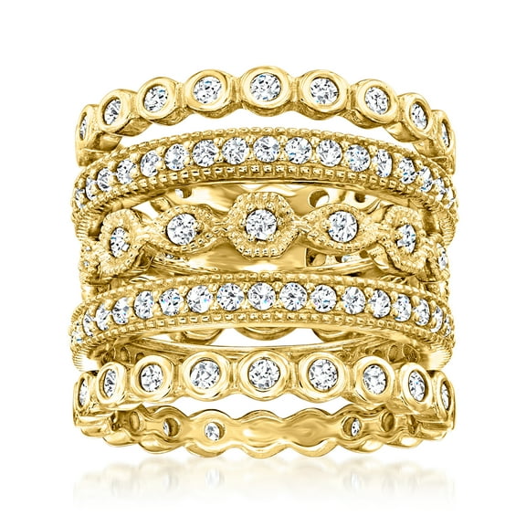 Ross-Simons 2.50 ct. t.w. CZ Jewelry Set: 5 Eternity Bands in 18kt Gold Over Sterling, Women's, Adult