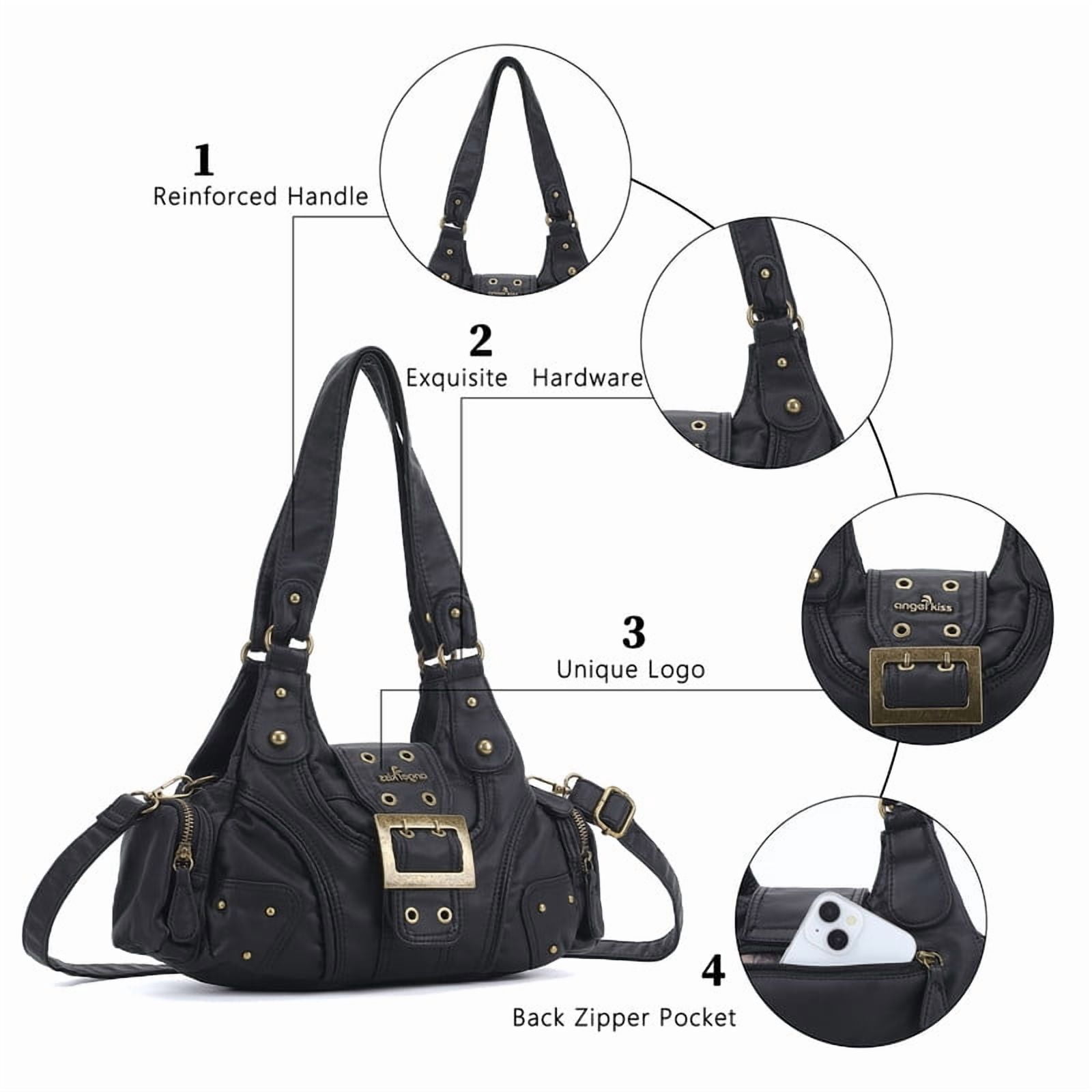Angelkiss Purse for Women PU Wallet With Adjustable Shoulder Strap Crossbody Bag Single Satchel Handbags Hobo Bag