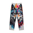 thumbnail image 2 of Vsdgher Tie-Dye Wolf Head Print Mens Pajama Pants Sleep & Lounge Pants, PJ Bottoms With elastic waistb and Pockets, 2 of 5