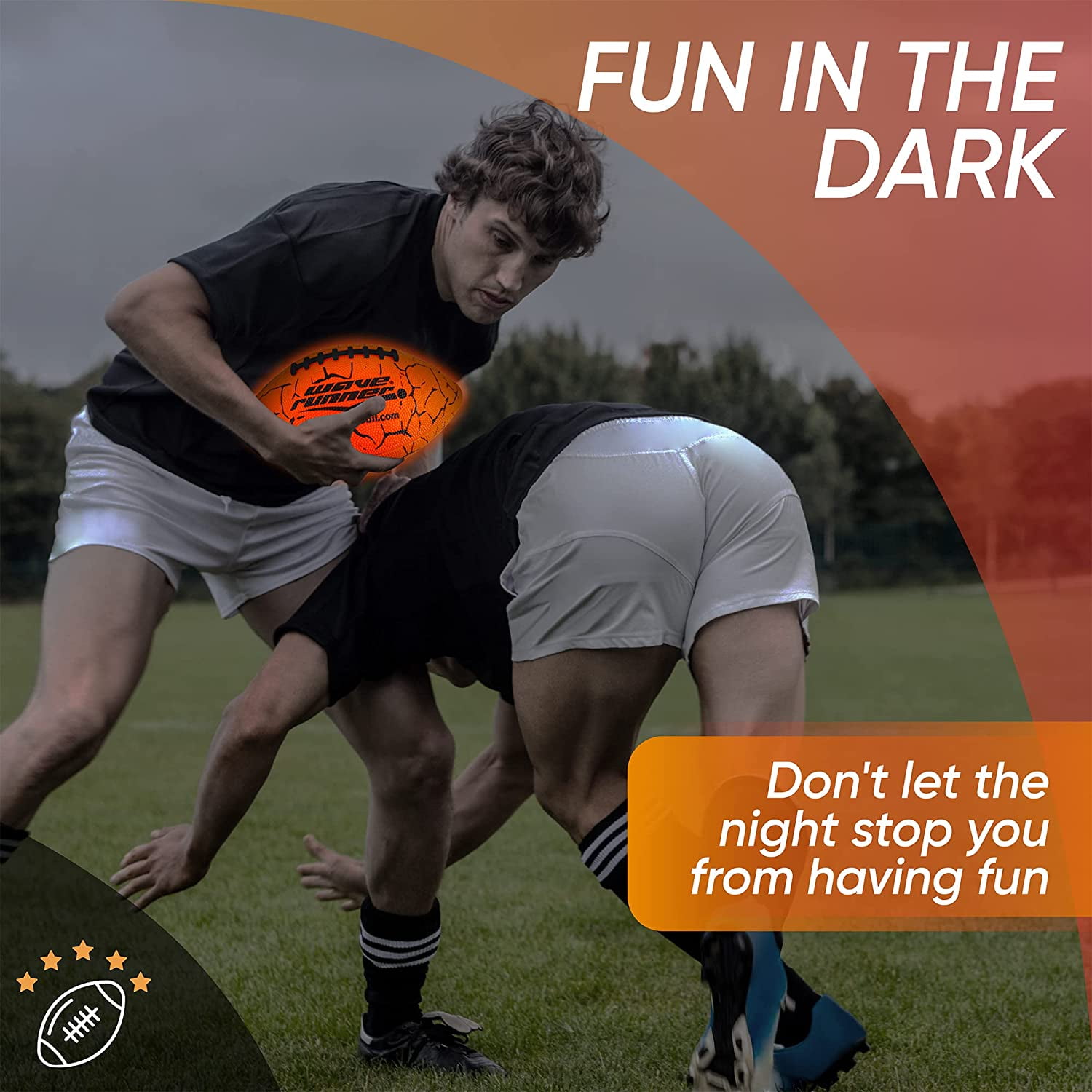 Wave Runner Grip-It LED Glow Football, Durable Orange, 10.35 in