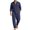 Navy, variant on Delconic Mens Linen Blend Two Piece Outfit Loose Fit Long Sleeve Button Front Shirt and Straight Leg Pants Casual Set Black L