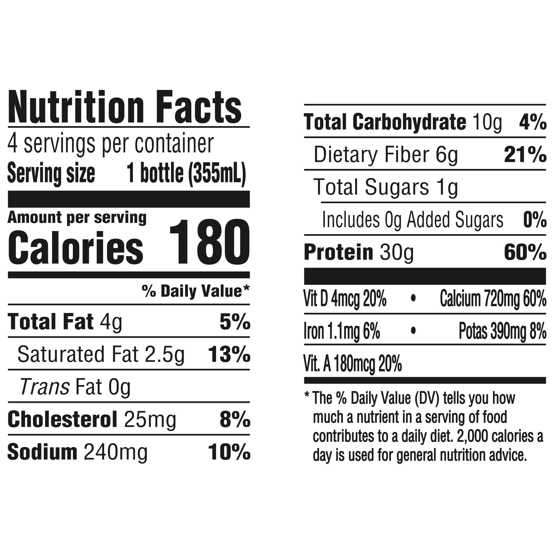 Oikos 30g Protein Shake, Mocha Latte, Shelf Stable, 12 fl oz, 4 Count Bottles