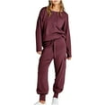 thumbnail image 2 of successthop Two-Piece Sweatsuit for Women Solid Color Lapel Neck Long Sleeve Shirts and Jogger Sweatpants Trendy Fashion Outfits Activewear Tracksuit Jogging Suits Sweatsuits, 2 of 8