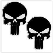 2 x PVC Stickers Skull Punisher Black Red Decal B 27