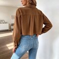 thumbnail image 6 of cocolona Cropped Jackets for Women Lapel Button Down Trendy Tops Casual Long Sleeve Fall Short Outerwear, 6 of 7