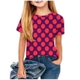 thumbnail image 3 of Spazoro Girls Graphic T-Shirts Tees, Short Sleeve Dot Print Round Neck Casual Tops for Kids Red Size 13-14, 3 of 5