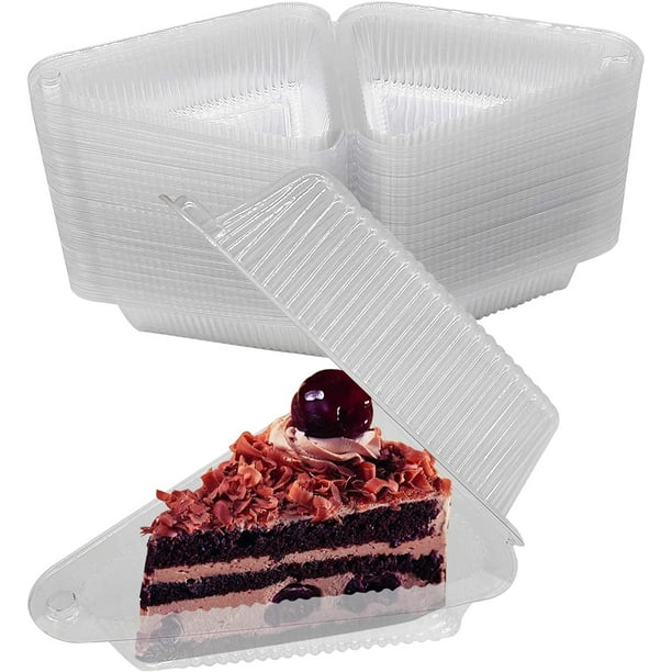 Nvzi 100 Pcs Hinged Cheesecake Container Clear Plastic Cake Slice Pie