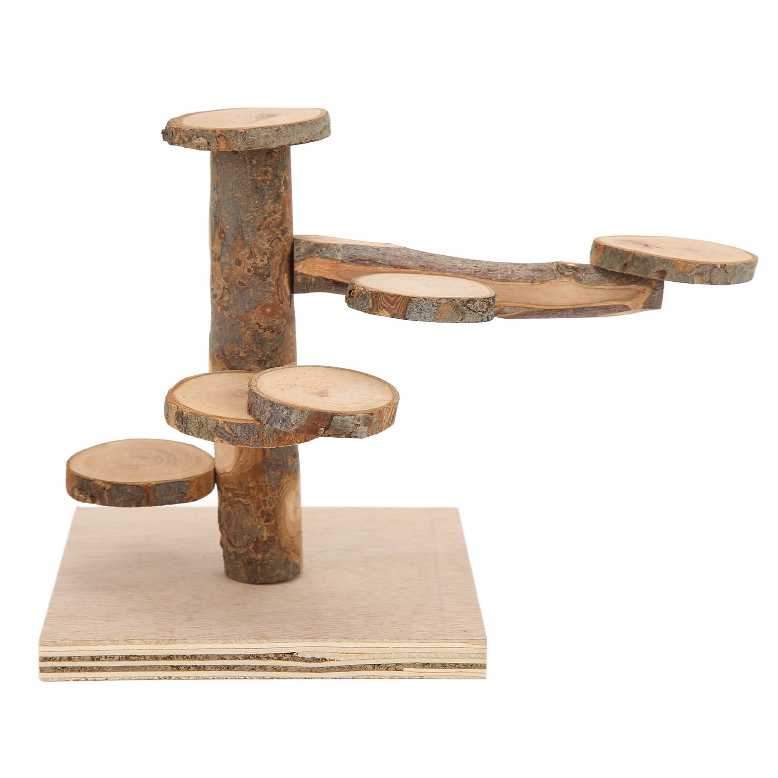 Riousery Wooden Hamster Platform Toy Hamster Playground Stand Rotating Ladder for Small Pets Exercise Activity Center, 7.48 inches / 19 cm