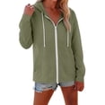 thumbnail image 2 of Women's Beach Cover Up Hooded Linen Shirts Long Sleeve Deep V Neck Solid Color Pocketed Vacation Bikini Coverup Tops Green XXL, 2 of 7