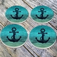 thumbnail image 5 of CARIBOU Round Ceramic Stone Coaster for Drinks Set of 4pcs, Blue Anchor Wood, 5 of 6