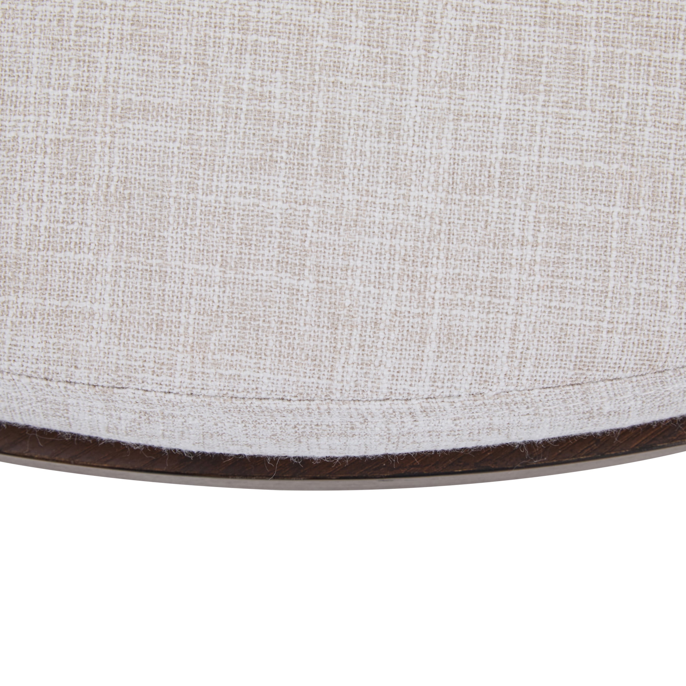 36'' Modern Round Cocktail Ottoman with Fabric Upholstery and Metal Base, Beige+Black