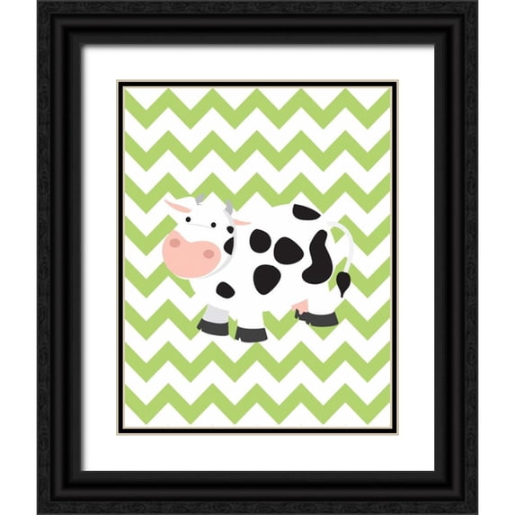 Robinson, Tamara 15x18 Black Ornate Wood Framed with Double Matting Museum Art Print Titled - Chevron Cow