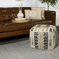 thumbnail image 2 of Shades of Brown Tribal Print Woven Pouf Ottoman, 2 of 4