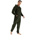 thumbnail image 2 of SWSMCLT Men's Hooded Onesie Pajama Warm Fuzzy Fleece Comfy Thick Zip Up Long Sleeve Onesies Sleepwear Soft Winter Green Medium, 2 of 4