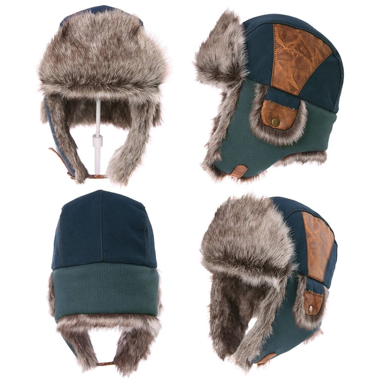 Men Navy Unisex Waterproof Ushanka Trapper Hat with Ear Flaps & Chin Strap Amazon.com: JaGely Winter Trapper Hat Windproof Russian  main image 2