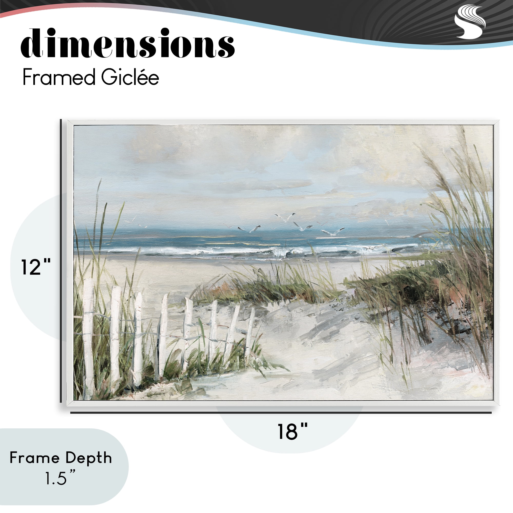 Stupell Industries Dunes With Weathered Fence White Framed Giclee Art, design by Sally Swatland