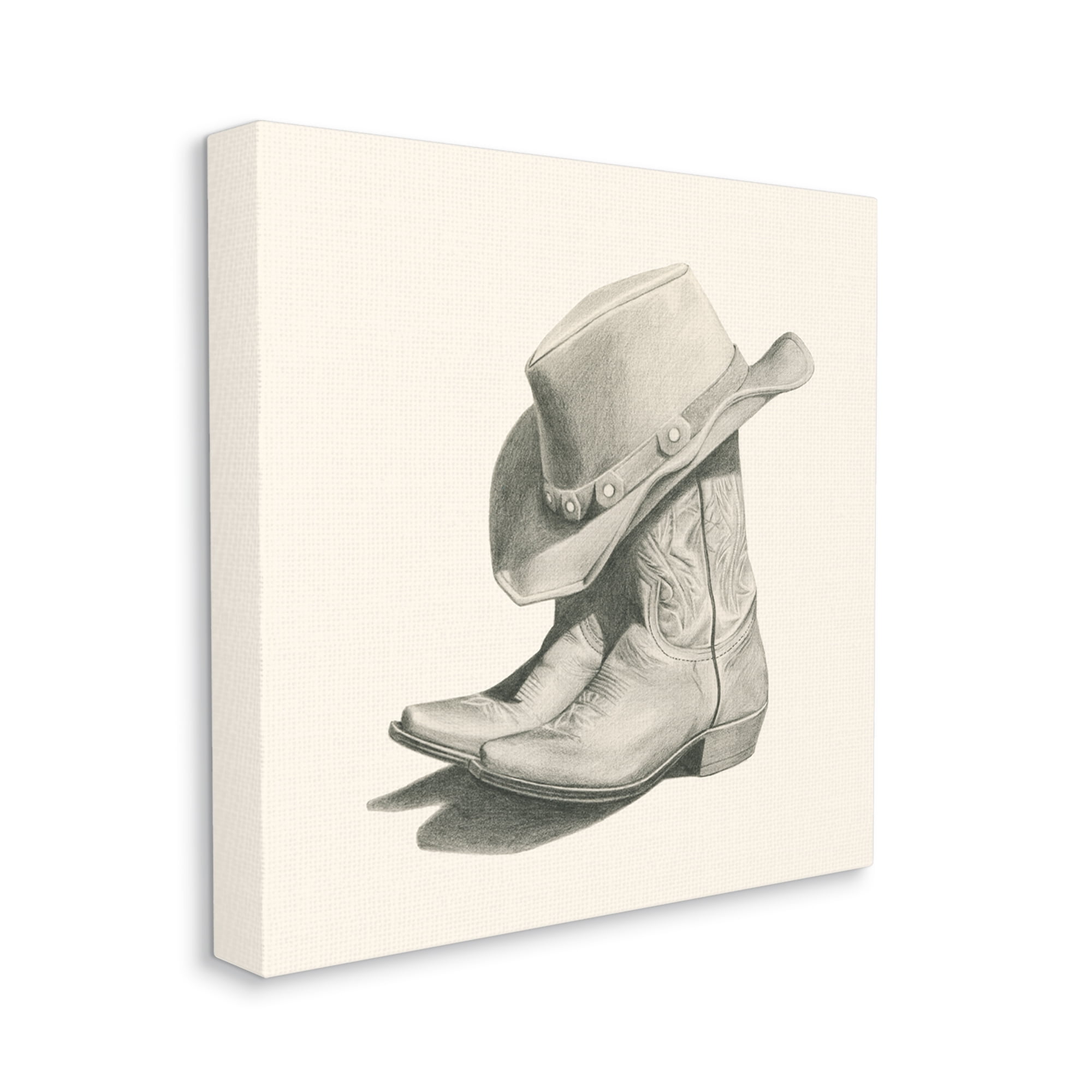 Stupell Industries Cowboy Boots Drawing Beauty & Fashion Drawing Gallery Wrapped Canvas Print Wall Art, 30 x 30