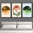 thumbnail image 2 of IDEA4WALL Framed Canvas Print Wall Art Set of 3 Geometric Shining Sun & Crescent Moon with Lotus Flower Illustration Wall Decor Nature Modern Colorful Bohemian Digital Art - Black 16"x24"x3, 2 of 5